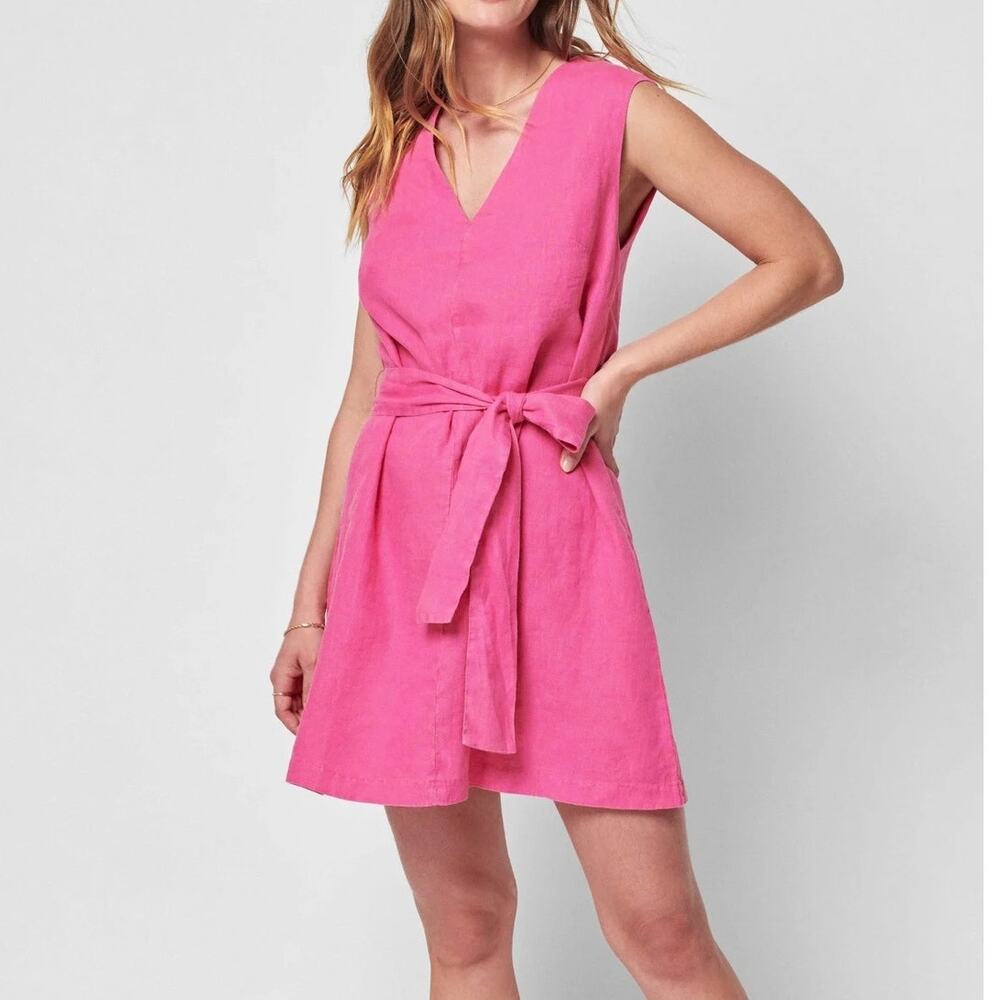 Faherty Belted Linen Dress